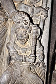 Prambanan - Durga Mahisasuramardini (slayer of the bull demon), in north chamber of Shiva Temple. She is said to be the princess Loro Djonggrang, who was cursed by her deceived lover, prince Bandung, and turned into stone. 